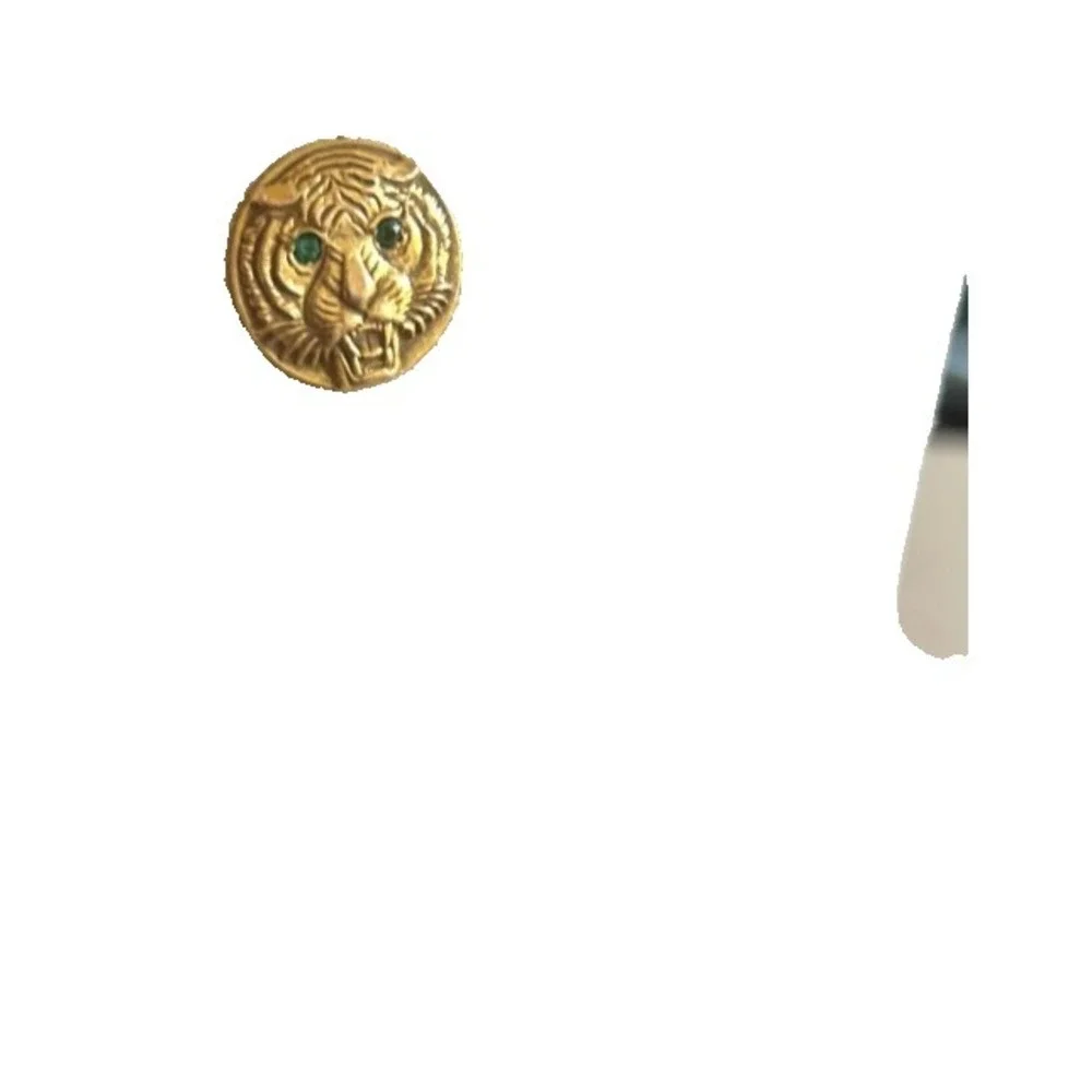 Vintage Tiger Head Lapel Pin Tie Tack 10K GR Rolled Gold Gucci Style Panther EUC